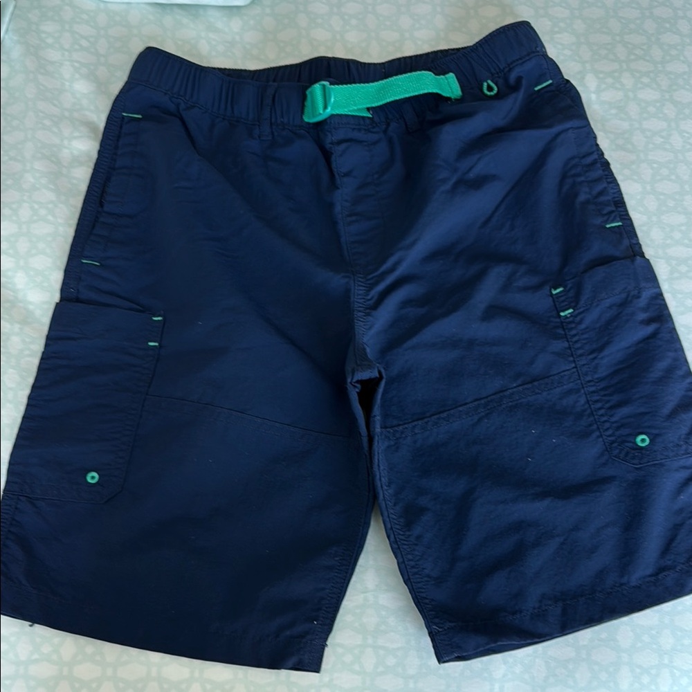 Lands’ End Boys Navy Blue Shorts with Green Accents